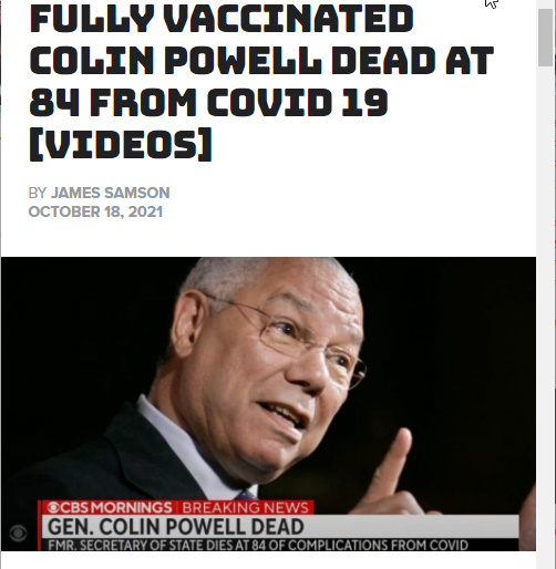 FullyVaccinated ColinPowell DeadAt-84-FromCovid19